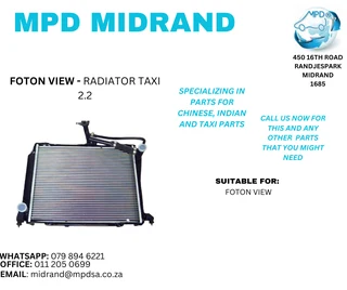 Foton View - Radiator Taxi 2.2