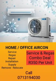 Home / Office Aircon Service & Regas Combo Deal R350 Per Unit