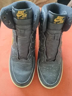Black and gold high top airforce ones