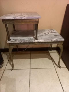 Antique solid Brass and marble telephone table