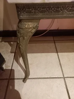 Antique solid Brass and marble telephone table
