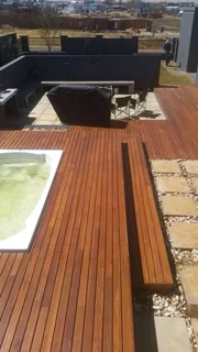 Thatching.  Lapa.  Swimming pool.  Decking