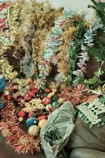 Xmas tree,  -decorations, gift wrapping paper