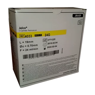 Jelco IV Catheter 24G - Radiopaque - 50s