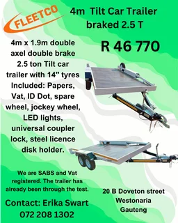 4m Tit Car trailer 2.5 ton