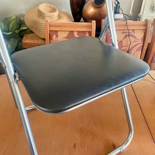 Brand new Foldable Metal Chair with Padded Seat - Black