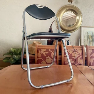 Brand new Foldable Metal Chair with Padded Seat - Black