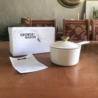 Brand new George & Mason 17cm Enamel Cast Iron Saucepan - Ivory