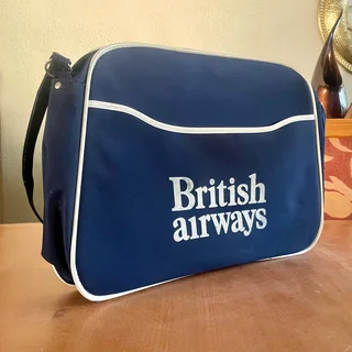 Vintage 1970s British Airways Flight Tote Bag - Navy