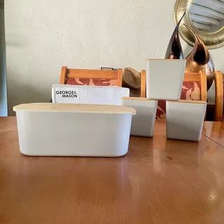 Brand new sealed George &amp; Mason Bread Bin &amp; 3 Storage Containers Set - Light Grey