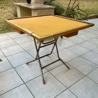 4-seater Felt-top Game/Card Table w/ Drawers &amp; Extendable Cup Holders - Orange/Gold