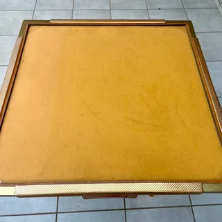 4-seater Felt-top Game/Card Table w/ Drawers &amp; Extendable Cup Holders - Orange/Gold