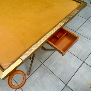 4-seater Felt-top Game/Card Table w/ Drawers &amp; Extendable Cup Holders - Orange/Gold