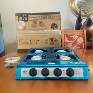 Brand new Alva Automatic Stainless Steel 4-Burner Gas Cooker Stove - Silver