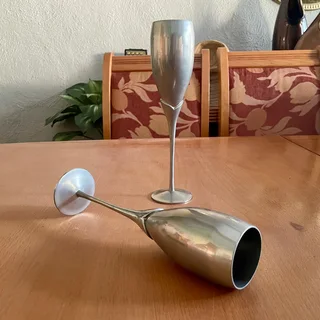 2 x Stainless Steel Champagne Flutes - Good condition - Sandton