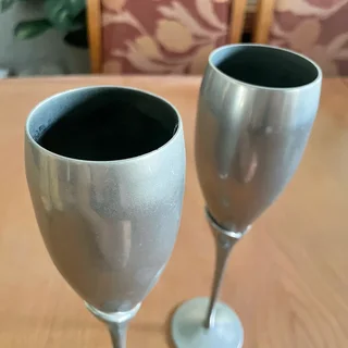 2 x Stainless Steel Champagne Flutes - Good condition - Sandton