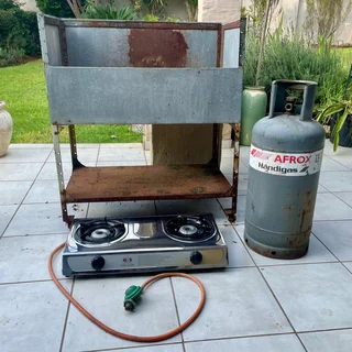Alva 2-burner Gas Stove + Full 19kg Gas Cylinder + Cooking Stand - Like new - Sandton