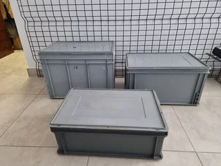 storage boxes, hard shelf, colour grey, 19 pieces