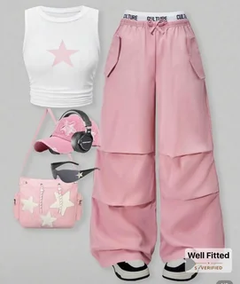 SHEIN  2pc set /Teenage Girls Pink Y2K inspired