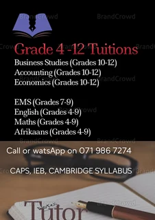 Affordable and Expert grades 4-12 tuition for CAPS and IEB syllabus
