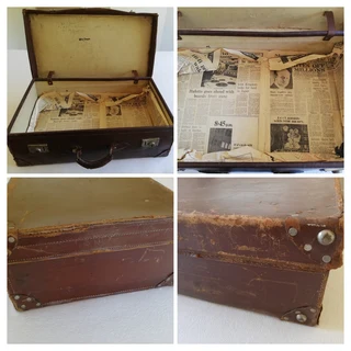 Vintage Brown Leather Suitcase