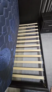 Single Bed Set – Spring Mattress &#43; Synthetic Leather Bed Frame &#43; Bedside Table