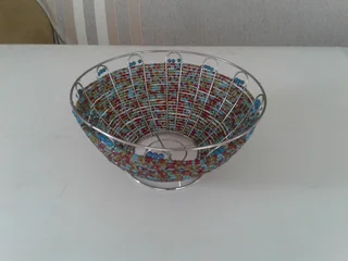 African Beaded Wire Fruit Bowl