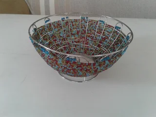 African Beaded Wire Fruit Bowl