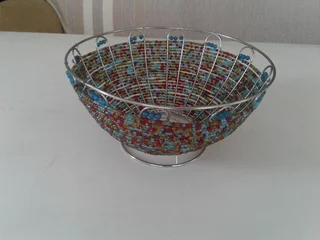 African Beaded Wire Fruit Bowl