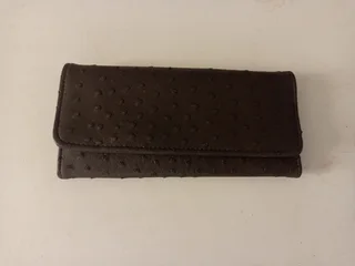 Dark Brown Ostrich Leather Purse