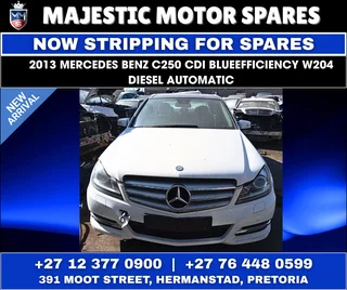 2013 Mercedes-Benz C250 CDI W204 BlueEFFICIENCY Diesel Automatic – Now Stripping for Spares