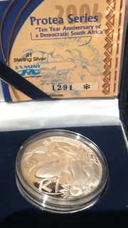 2004 Protea Series Ten Years of a Democratic South Africa silver coin