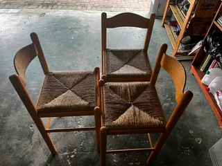 Wooden woven chairs (set of 3)