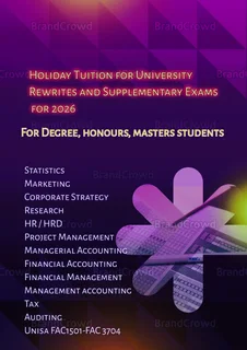 Tuition for University students for / degree / honours and Masters students for Jan 2026 supps