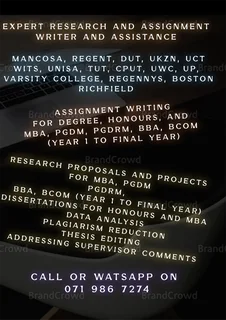 Research proposals / Assignments / Exams/ Research projects and Dissertation writing assistance