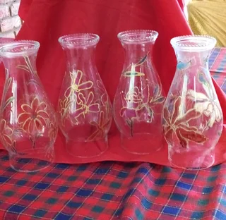 R35 each. Decorated lamp glass. For all functions. Despatch 082 969 3532