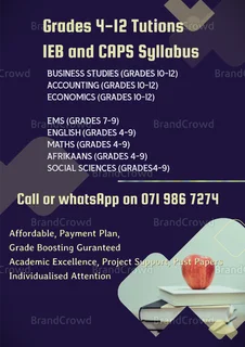 2026 Affordable and Expert Tuition holiday classes for grades 4-12 for CAPS and IEB