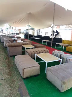 Glass tables and Wimbledon chairs or Phoenix chairs hire. Outdoor or Indoor full decor set up.