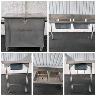 Stainless Steel Double Sink and Fat Trap combo