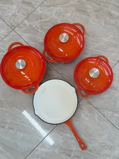 4 Piece Cast Iron Cookware Pots Non-Stick