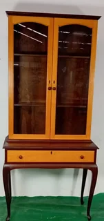Antique Solid Queen Anne Style - Rare Yellowwood and Imbuia Display Cabinet 2.15m height