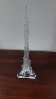 Burj Khalifa 3D Sculpture Model, Crystal Replica of Dubai Skyscraper 40cm high