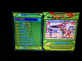 Arcade game in a wooden cabinet