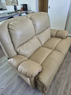2x Genuine leather couches, recliner couches