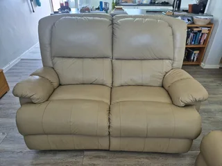 2x Genuine leather couches, recliner couches
