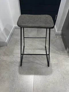Bar Stools (x3) - Grey leather look (Price for 3)