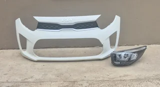 Kia picanto front bumper, main grill and left headlight