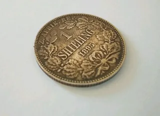Antique ZAR One Shilling 1895 silver coin