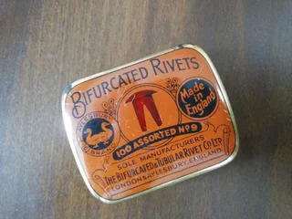 Vintage Bifurcated Rivet Collectable Tins Set, see description