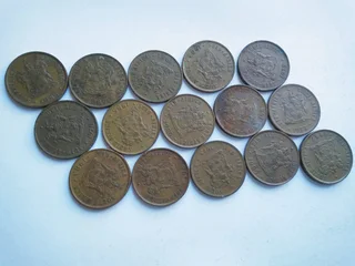 Old coins, South Africa 1cent, 2cent, 5cent, 10cent, 20cent